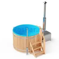 Фурако круглая «PREMIUM» из лиственницы с термопластиковой вставкой с внешней печью 1700 мм